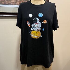 Astronaut Meditating T-Shirt w Planets